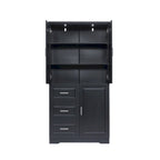 Meuble de rangement haut en MDF blanc/noir/gris avec 3 tiroirs et portes