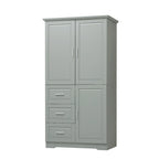 Meuble de rangement haut en MDF blanc/noir/gris avec 3 tiroirs et portes