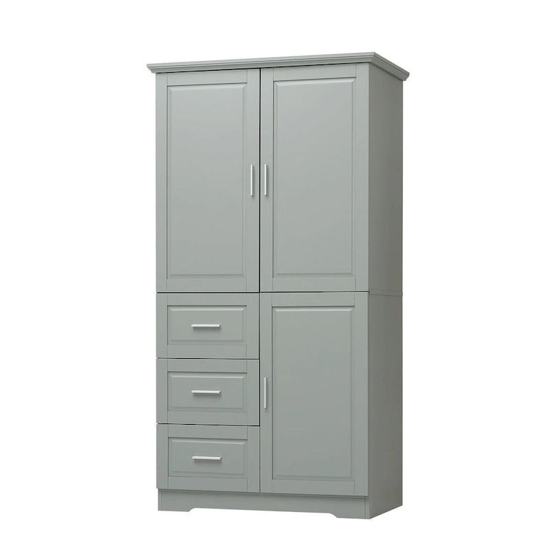 Meuble de rangement haut en MDF blanc/noir/gris avec 3 tiroirs et portes