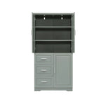 Meuble de rangement haut en MDF blanc/noir/gris avec 3 tiroirs et portes