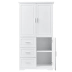 Meuble de rangement haut en MDF blanc/noir/gris avec 3 tiroirs et portes