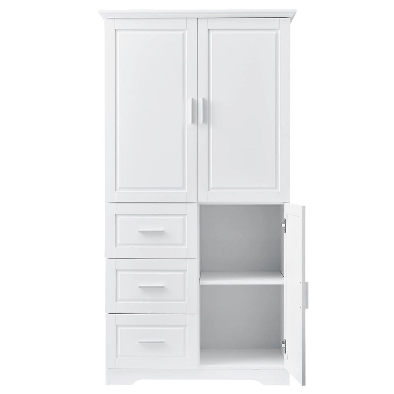 Meuble de rangement haut en MDF blanc/noir/gris avec 3 tiroirs et portes