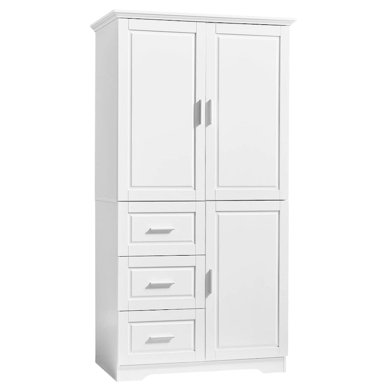 Meuble de rangement haut en MDF blanc/noir/gris avec 3 tiroirs et portes