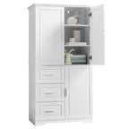 Meuble de rangement haut en MDF blanc/noir/gris avec 3 tiroirs et portes