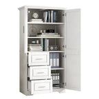 Meuble de rangement haut en MDF blanc/noir/gris avec 3 tiroirs et portes