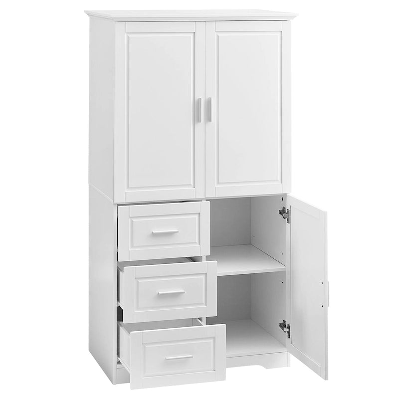 Meuble de rangement haut en MDF blanc/noir/gris avec 3 tiroirs et portes