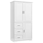 Meuble de rangement haut en MDF blanc/noir/gris avec 3 tiroirs et portes