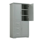 Meuble de rangement haut en MDF blanc/noir/gris avec 3 tiroirs et portes
