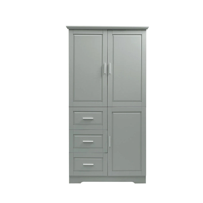 Meuble de rangement haut en MDF blanc/noir/gris avec 3 tiroirs et portes