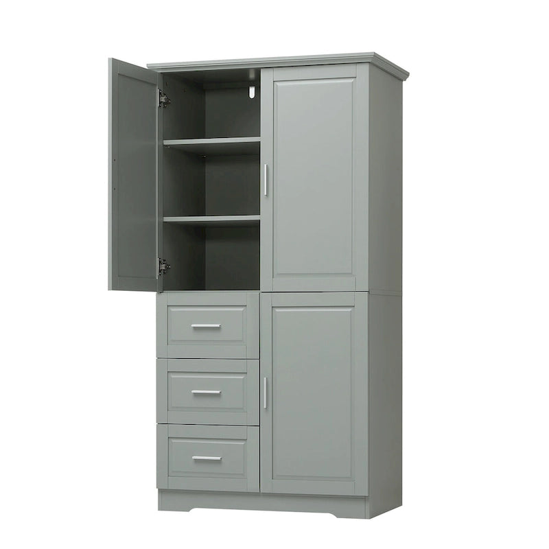 Meuble de rangement haut en MDF blanc/noir/gris avec 3 tiroirs et portes