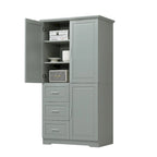 Meuble de rangement haut en MDF blanc/noir/gris avec 3 tiroirs et portes