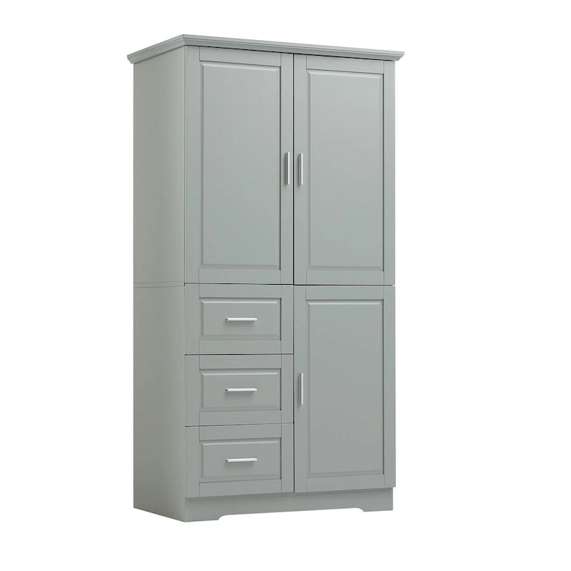 Meuble de rangement haut en MDF blanc/noir/gris avec 3 tiroirs et portes