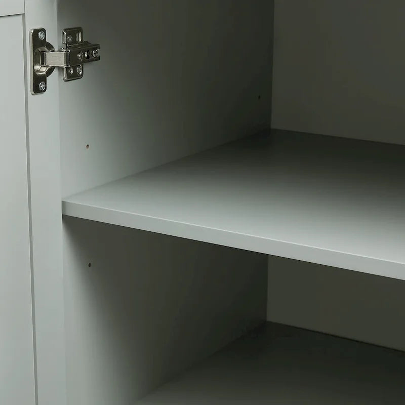 Meuble de rangement haut en MDF blanc/noir/gris avec 3 tiroirs et portes