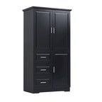 Meuble de rangement haut en MDF blanc/noir/gris avec 3 tiroirs et portes