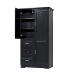 Meuble de rangement haut en MDF blanc/noir/gris avec 3 tiroirs et portes