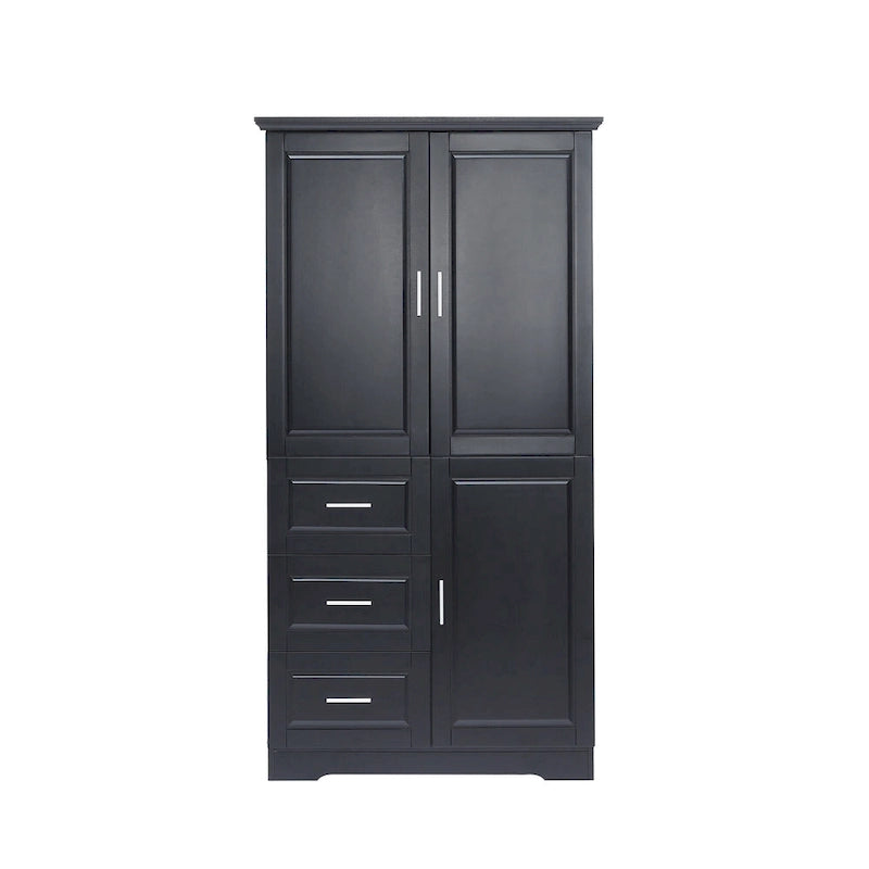 Meuble de rangement haut en MDF blanc/noir/gris avec 3 tiroirs et portes