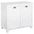 Meuble de salle de bain blanc en MDF avec 2 paniers à linge inclinables et 2 placards de rangement
