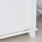 Meuble de salle de bain blanc en MDF avec 2 paniers à linge inclinables et 2 placards de rangement