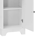 Meuble de salle de bain haut et étroit en bois gris/blanc avec 1 étagère ouverte, 3 tiroirs et 1 porte