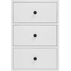 Meuble de salle de bain haut et étroit en bois gris/blanc avec 1 étagère ouverte, 3 tiroirs et 1 porte