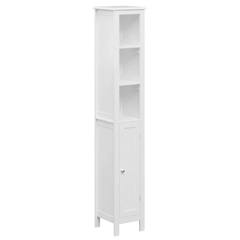 Meuble haut de salle de bain blanc autoportant en MDF avec 1 porte et étagères réglables