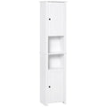 Meuble de rangement haut en bois d'ingénierie blanc sur pied avec 2 armoires et 2 étagères ouvertes