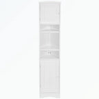 Meuble d'angle de salle de bain haut en MDF blanc avec 2 portes et étagères réglables