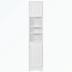 Meuble d'angle de salle de bain haut en MDF blanc avec 2 portes et étagères réglables