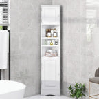 Meuble d'angle de salle de bain haut en MDF blanc avec 2 portes et étagères réglables