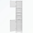Meuble d'angle de salle de bain haut en MDF blanc avec 2 portes et étagères réglables