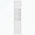 Meuble d'angle de salle de bain haut en MDF blanc avec 2 portes et étagères réglables
