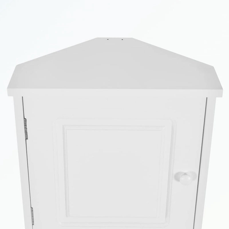 Meuble d'angle de salle de bain haut en MDF blanc avec 2 portes et étagères réglables