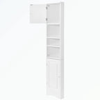 Meuble d'angle de salle de bain haut en MDF blanc avec 2 portes et étagères réglables