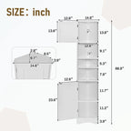 Meuble d'angle de salle de bain haut en MDF blanc avec 2 portes et étagères réglables