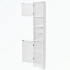 Meuble d'angle de salle de bain haut en MDF blanc avec 2 portes et étagères réglables