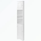 Meuble d'angle de salle de bain haut en MDF blanc avec 2 portes et étagères réglables