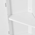 Meuble d'angle de salle de bain haut en MDF blanc avec 2 portes et étagères réglables