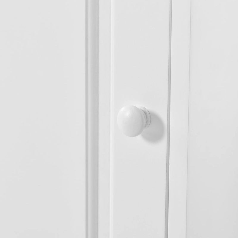 Meuble d'angle de salle de bain haut en MDF blanc avec 2 portes et étagères réglables