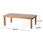 Ensemble causeuse et table basse d'extérieur en bois d'acacia avec coussins