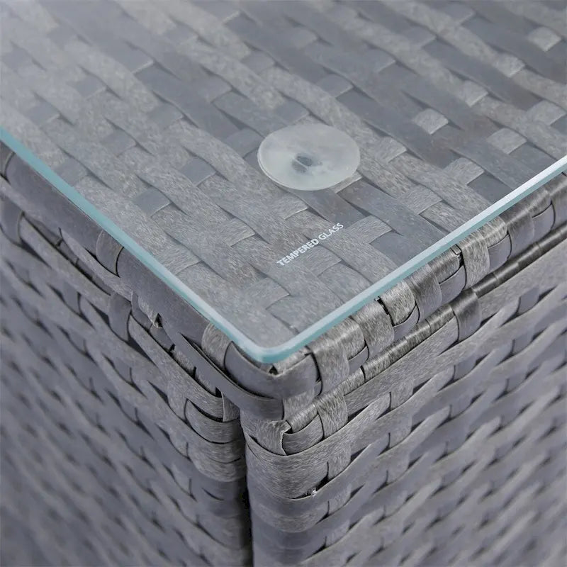 Canapé d'angle d'extérieur 5 pièces en rotin avec 2 oreillers et table