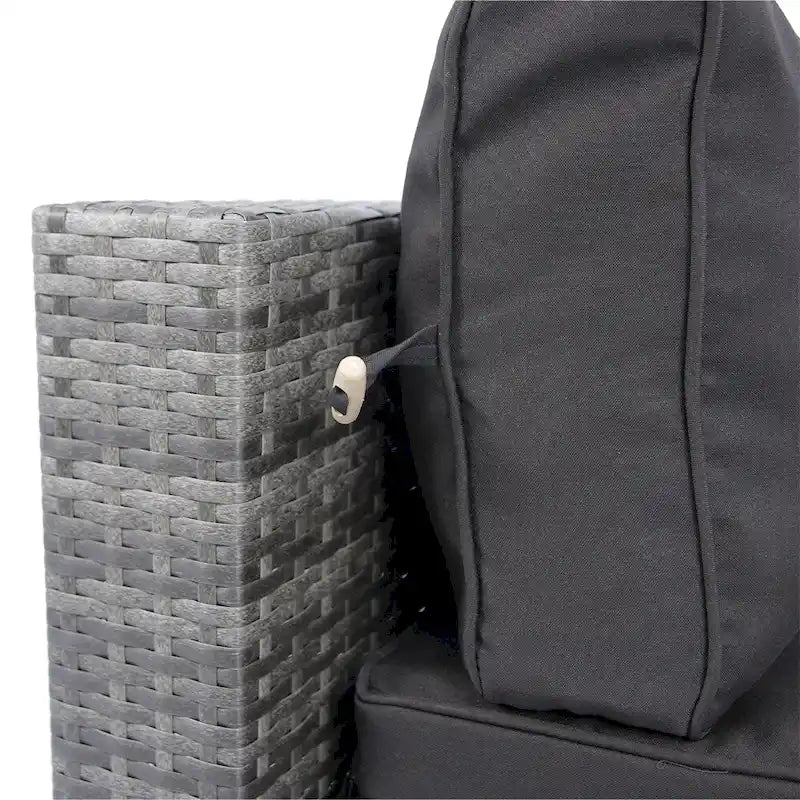 Canapé d'angle d'extérieur 5 pièces en rotin avec 2 oreillers et table