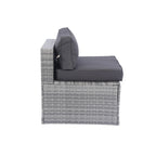 Canapé d'angle d'extérieur 5 pièces en rotin avec 2 oreillers et table