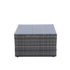 Canapé d'angle d'extérieur 5 pièces en rotin avec 2 oreillers et table