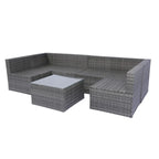 Canapé d'angle d'extérieur 5 pièces en rotin avec 2 oreillers et table