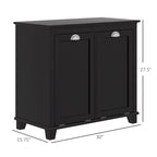 Meuble de sol de salle de bain en MDF noir avec 2 paniers à linge basculants et 2 armoires de rangement