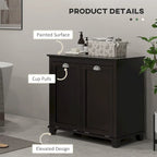 Meuble de sol de salle de bain en MDF noir avec 2 paniers à linge basculants et 2 armoires de rangement