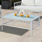 Ensemble de conversation de patio en osier moderne blanc 4 pièces Plato de Furniture of America