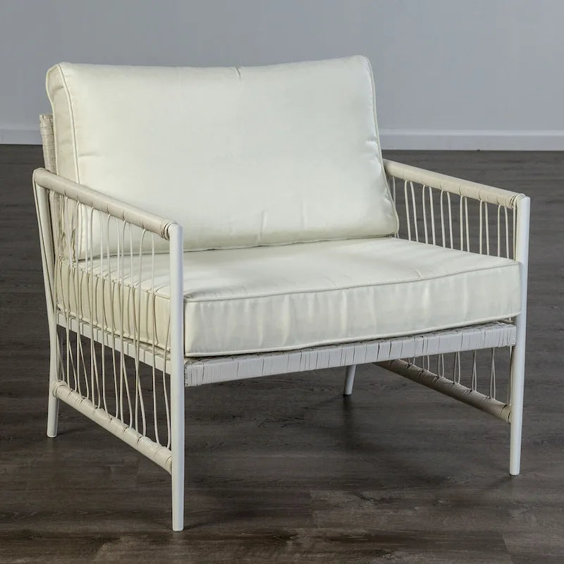 Ensemble de conversation de patio en osier moderne blanc 4 pièces Plato de Furniture of America