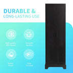 Meuble de rangement 2 portes avec finition bois noir et étagères réglables