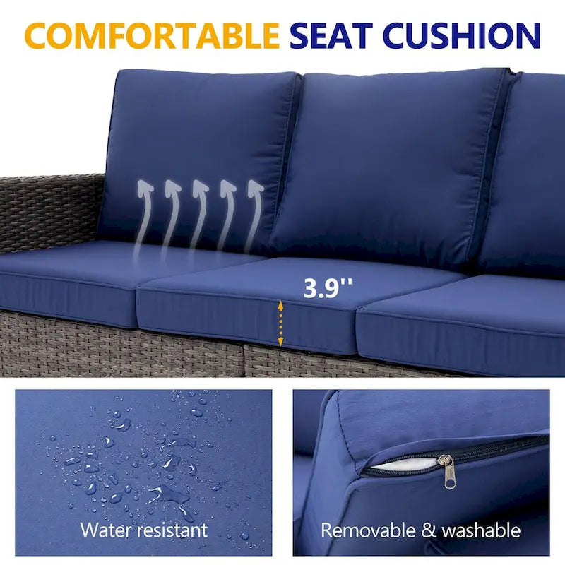 Ensemble de jardin 9 personnes avec coussins